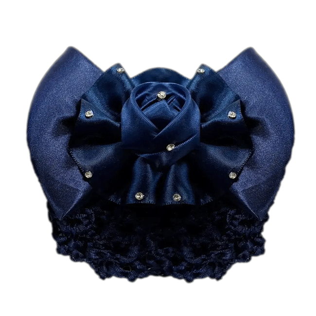 hair bow with net navy